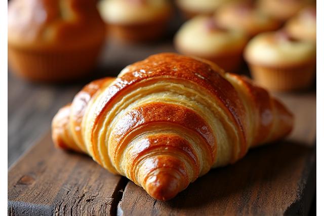 Éagsúlacht taosráin úr-bhácáilte, lena n-áirítear croissant órga